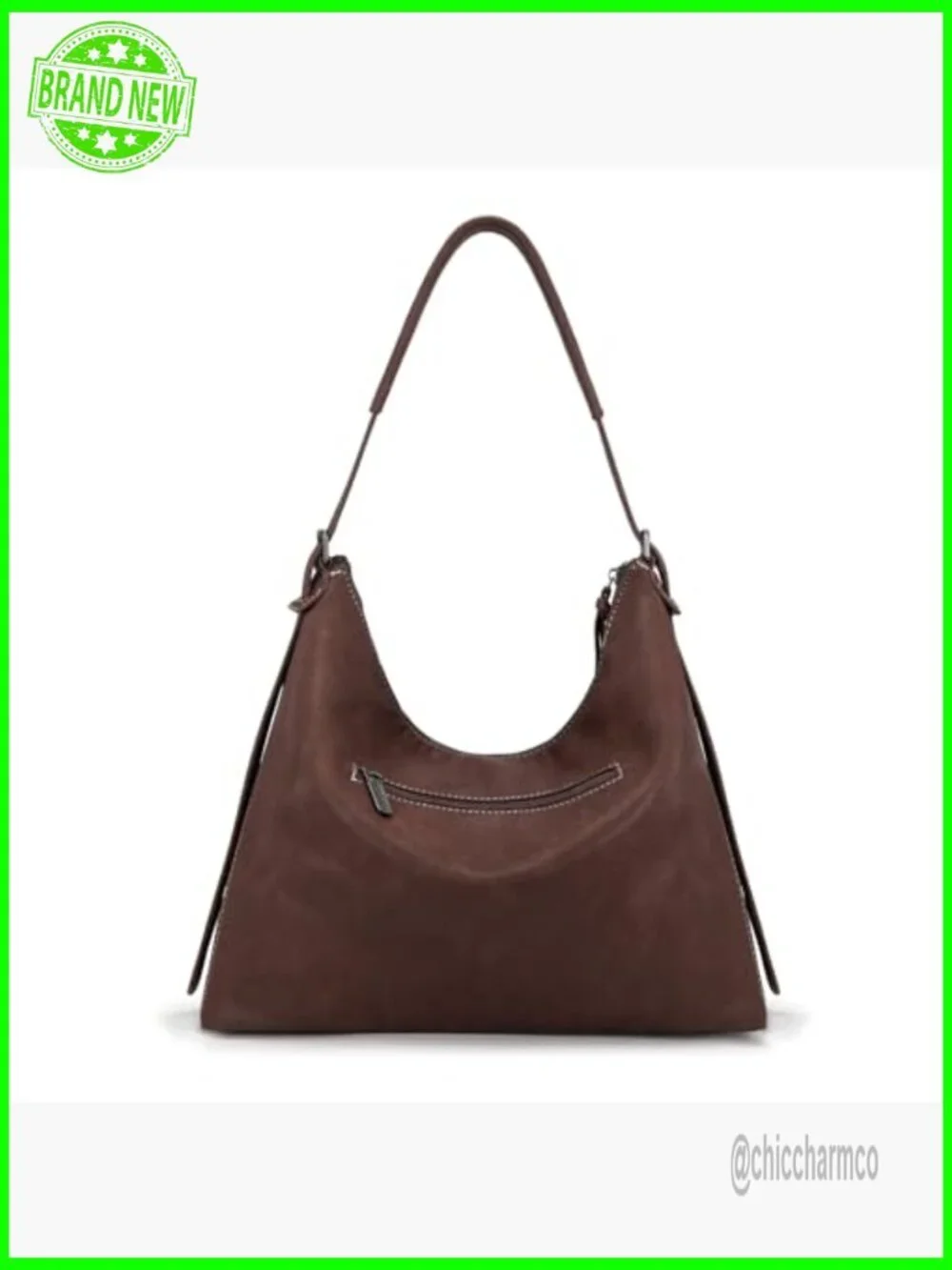 Slouchy Vegan Leather Hobo Bag Crossbody Shoulder Purse Zipper Compartment